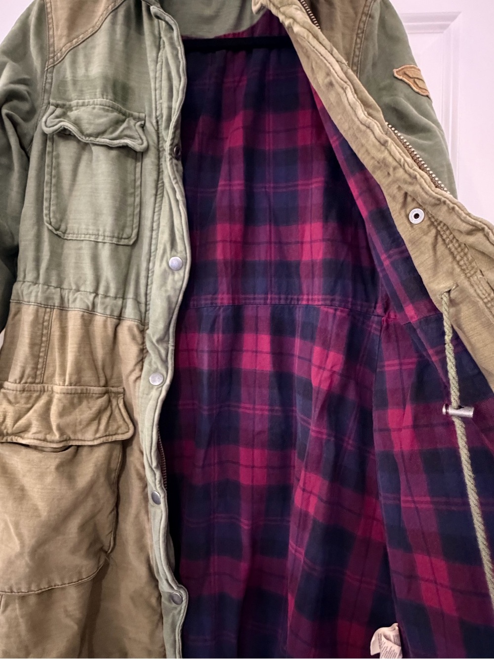Free People Two-Tone Olive & Khaki Military Utility Coat - Picture 4 of 6